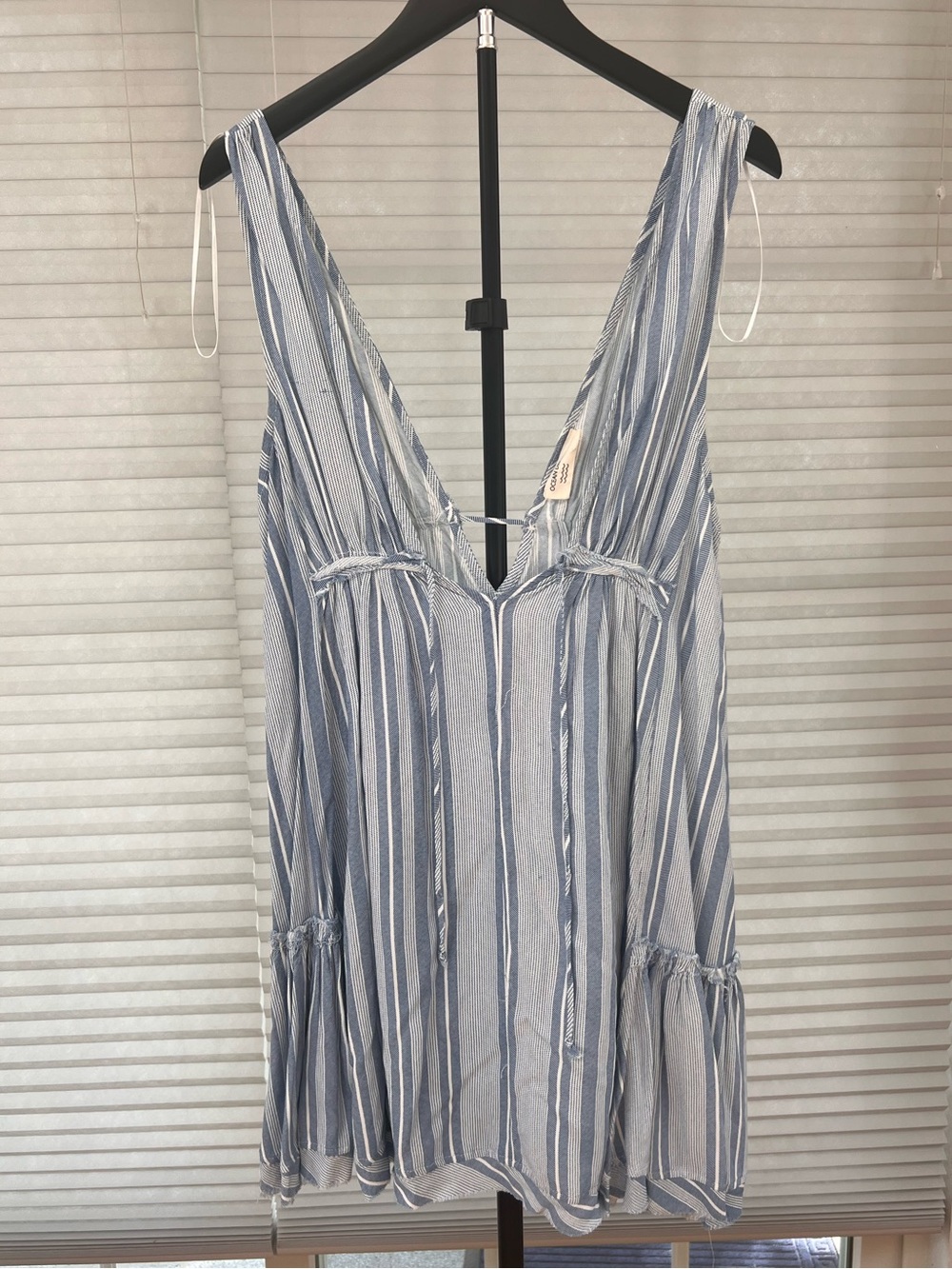 Ocean Drive Navy and White Striped Babydoll Dress/Cover-Up